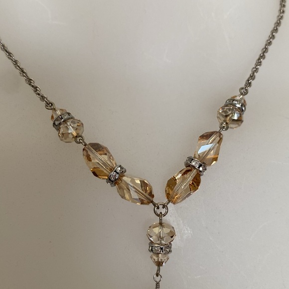 Caroline Neron fine jewelry crystal/Silver plated tassel necklace Size 17”.5 - Picture 6 of 11